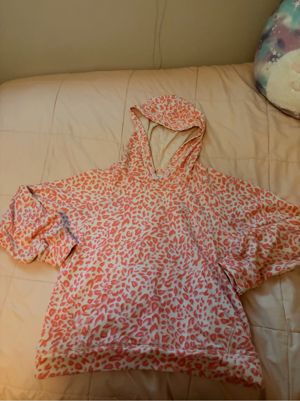 Billabong pink cheetah cropped hoodie